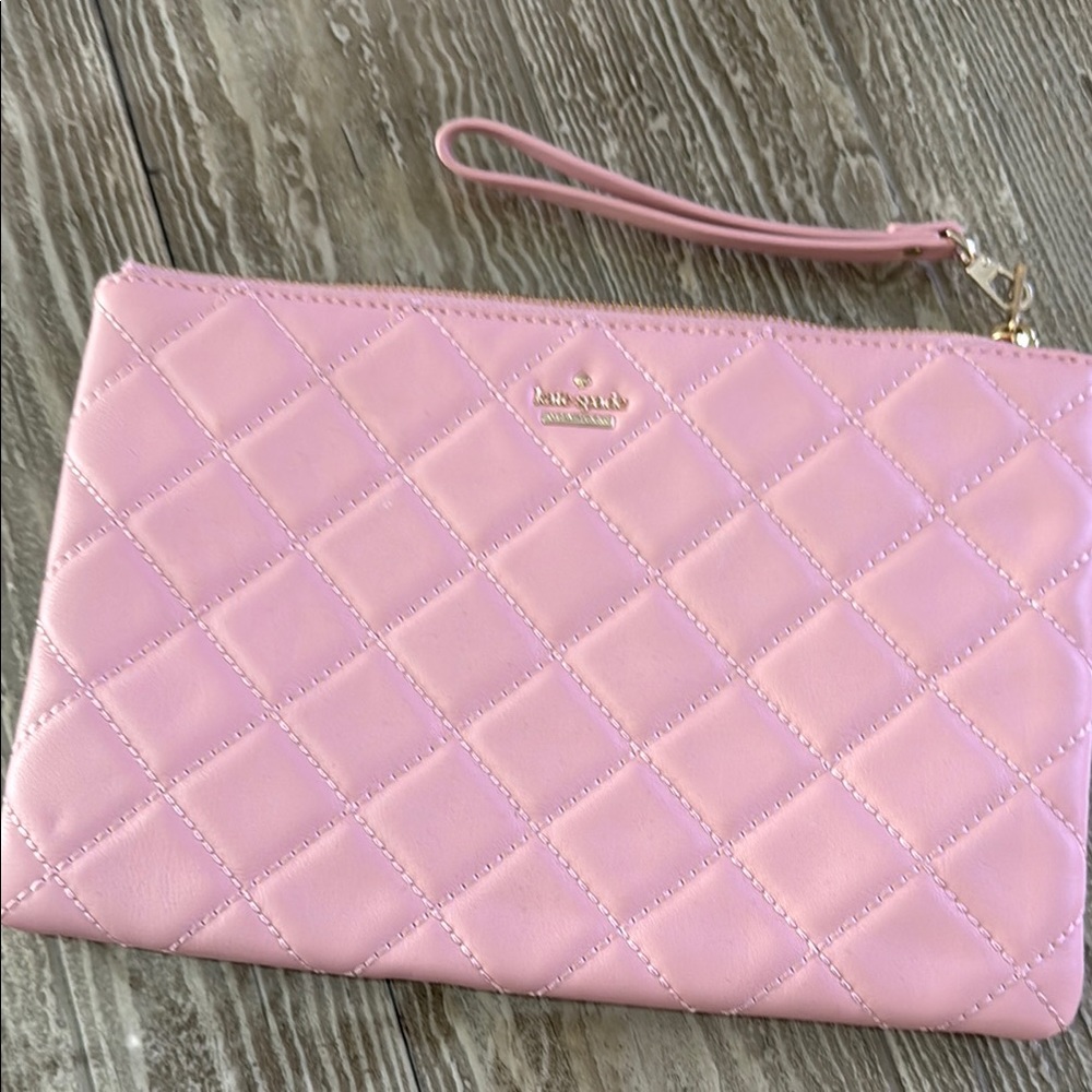 Kate Spade Pink Quilted Clutch Wristlet